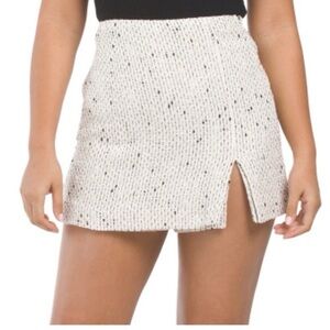 Zara Textured Cream Tweed Skort